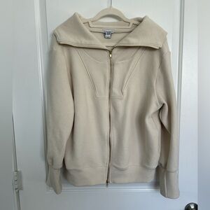 Thick Cream Double Zip-Up Jacket with Gold Accents